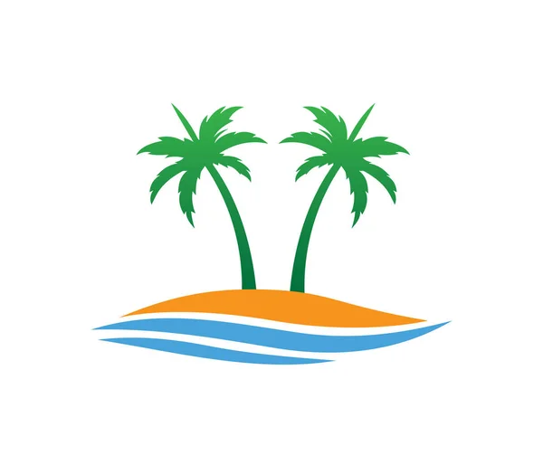 Гостиничный туризм летний пляж кокосовая пальма векторный дизайн логотипа — стоковый вектор