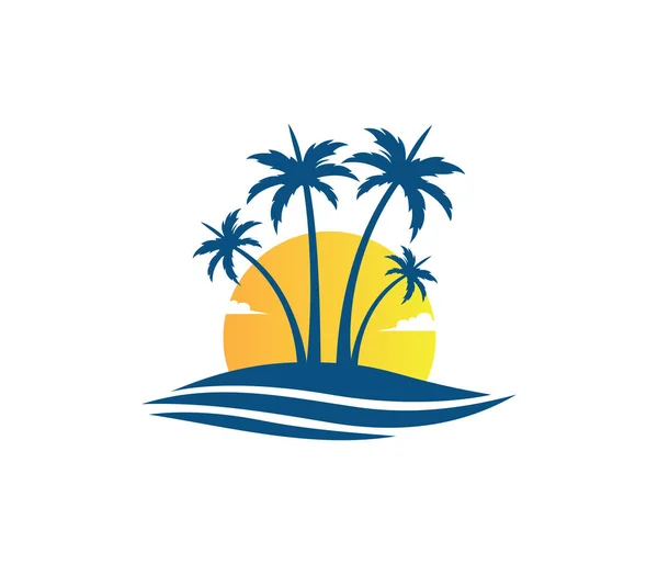 Hotel Tourismus Urlaub Sommer Strand Kokosnuss Palme Vektor Logo Design — Stockvektor