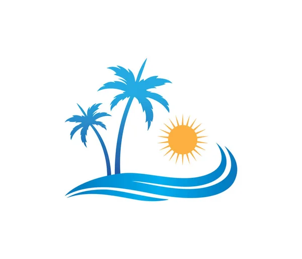 Hotel toerisme vakantie zomer strand coconut palm tree vector logo ontwerp — Stockvector