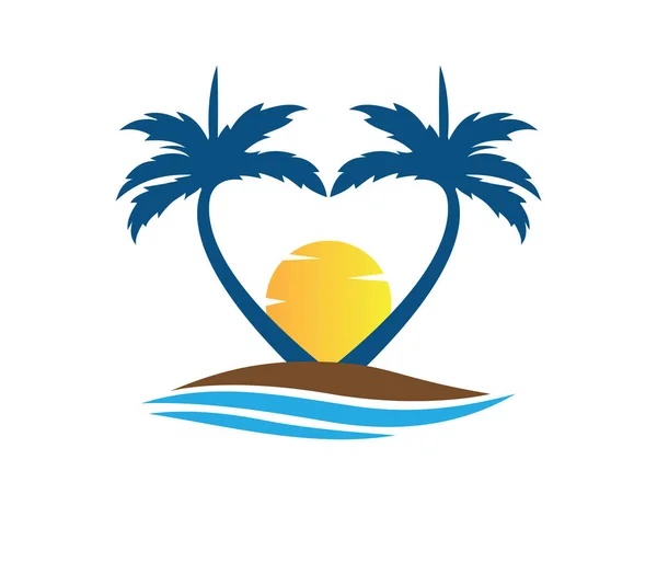 Hotel turism vacanță vară plajă nucă de cocos palmier vector logo design — Vector de stoc