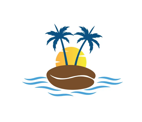 Hotel turismo férias verão praia coco palmeira vetor logotipo design — Vetor de Stock