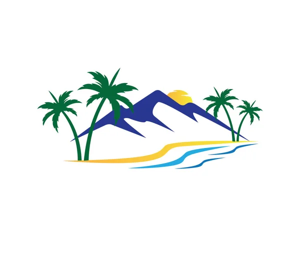 Hotel turismo vacaciones verano playa cocotero palmera vector logo diseño — Archivo Imágenes Vectoriales