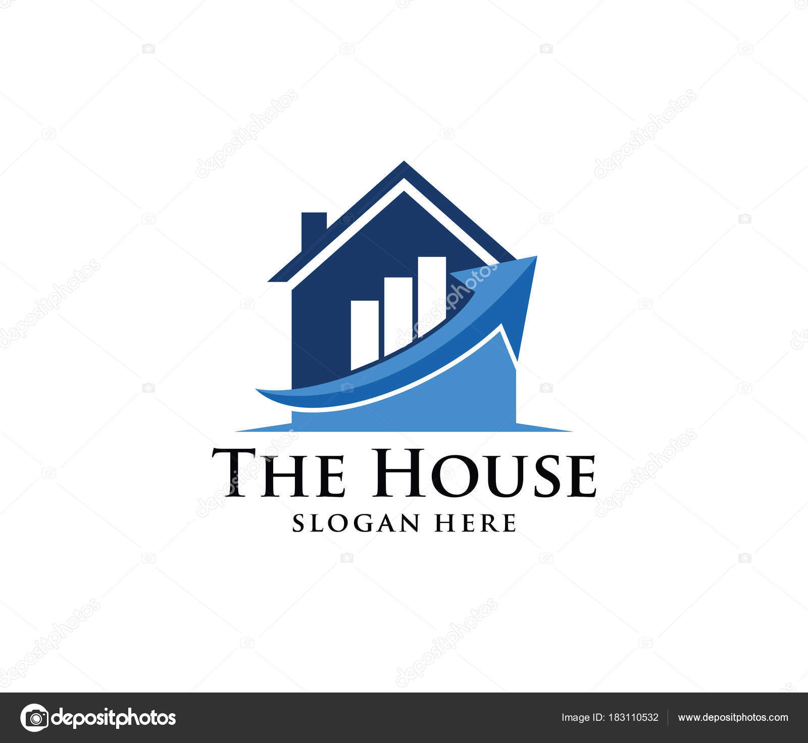 vector logo design house home real estate rising chart perfect