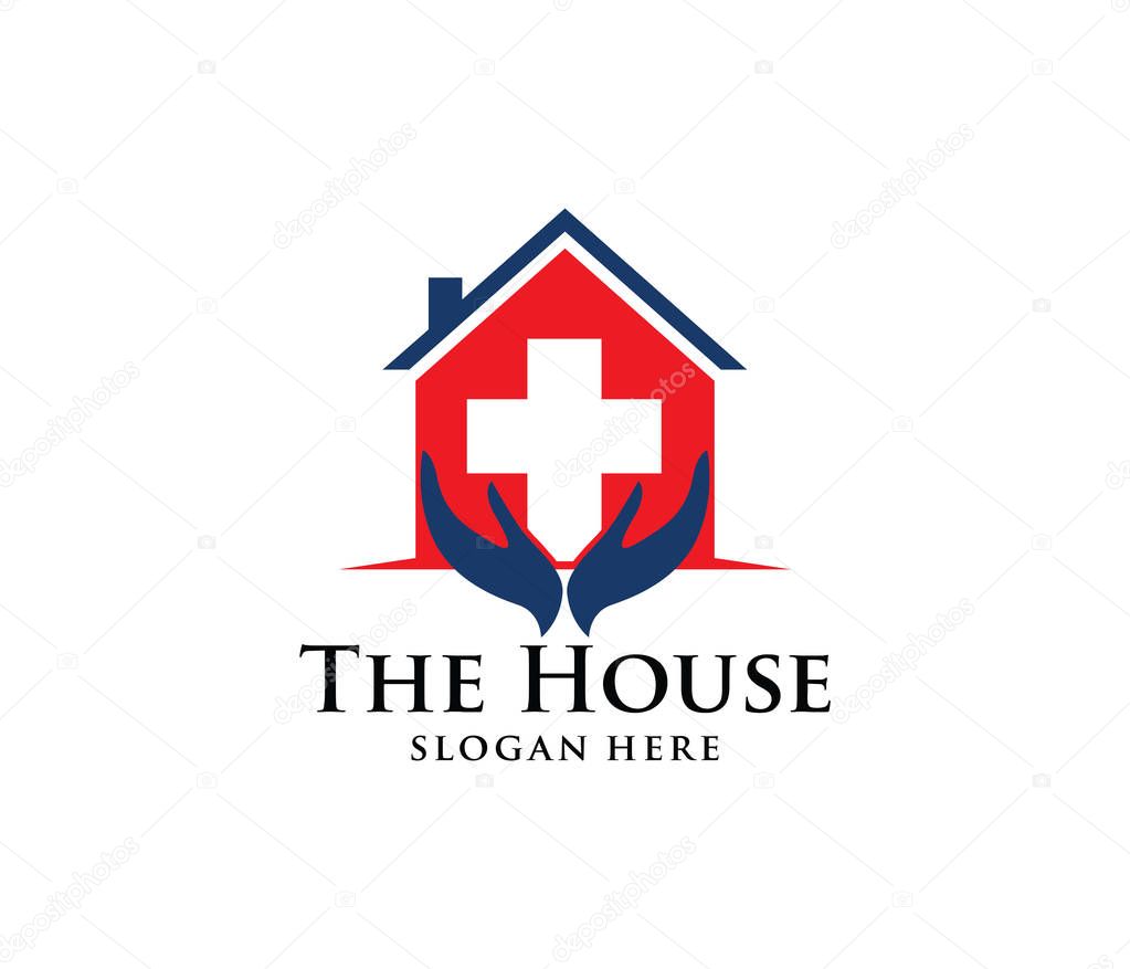 vector logo design of medical health care house, dental clinic, beauty wellness center house for health care service and more