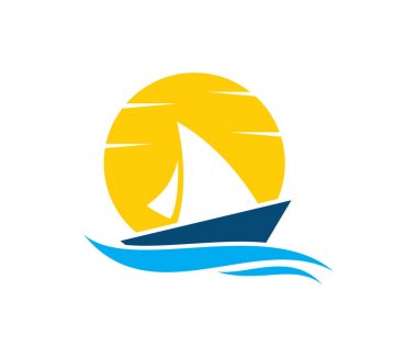 vektör logo tasarım okyanus deniz su plaj yaz yelken turizm