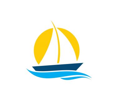 vektör logo tasarım okyanus deniz su plaj yaz yelken turizm