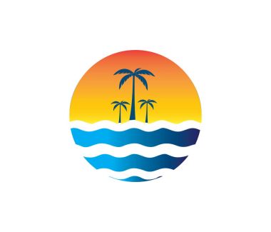 vektör logo tasarım okyanus deniz su plaj yaz yelken turizm