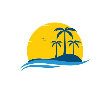 vektör logo tasarım okyanus deniz su plaj yaz yelken turizm