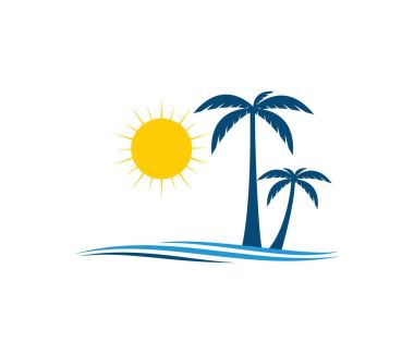 vektör logo tasarım okyanus deniz su plaj yaz yelken turizm
