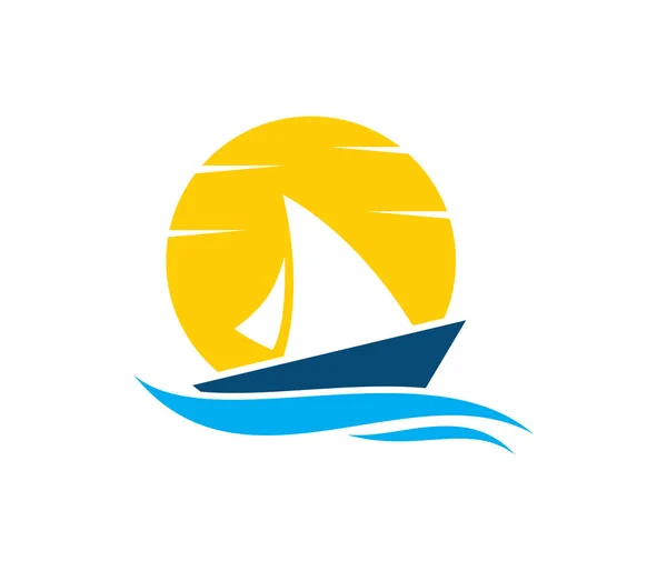 海海水ビーチ夏のセーリング観光のベクトルのロゴの設計 — ストックベクタ