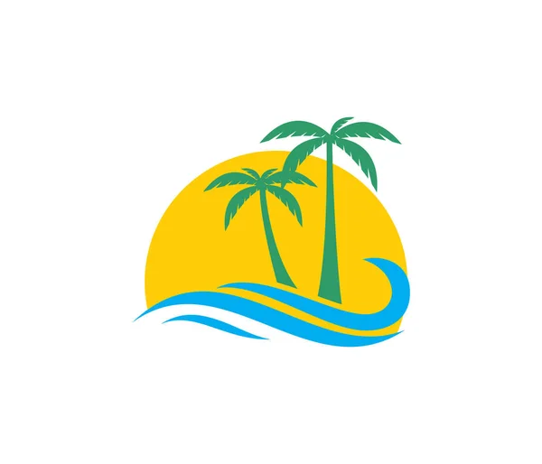 Vector logo ontwerp van Oceaan Zee water zomer zeilen strandtoerisme — Stockvector