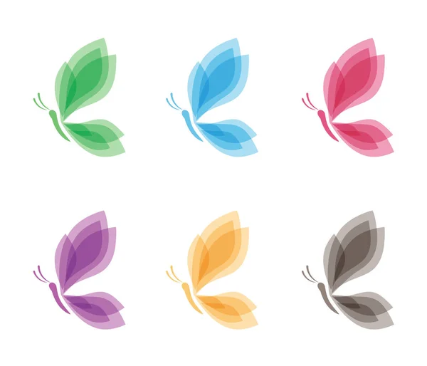 Krásné elegantní majestátní barevný motýl vektorové logo design — Stockový vektor
