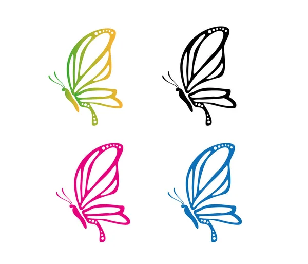 Hermoso elegante majestuoso colorido mariposa vector logo diseño — Vector de stock
