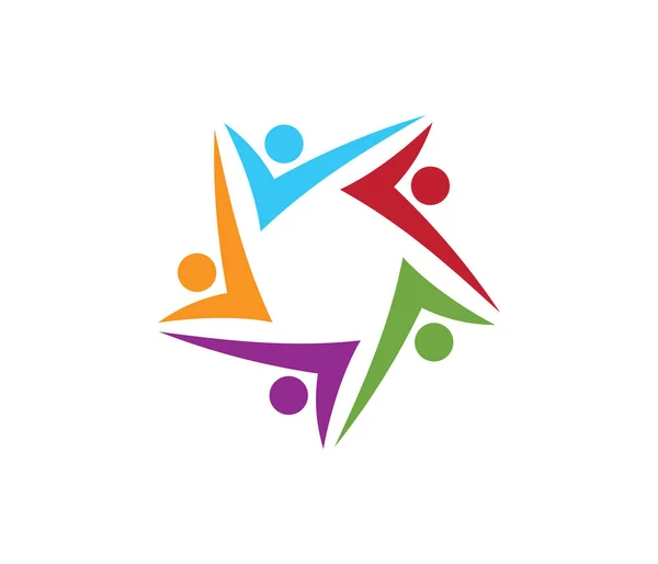 Logo vettoriale per la scolarizzazione dei bambini, organizzazione comunitaria, competizione sportiva, partnership solidale famiglia, leadership — Vettoriale Stock