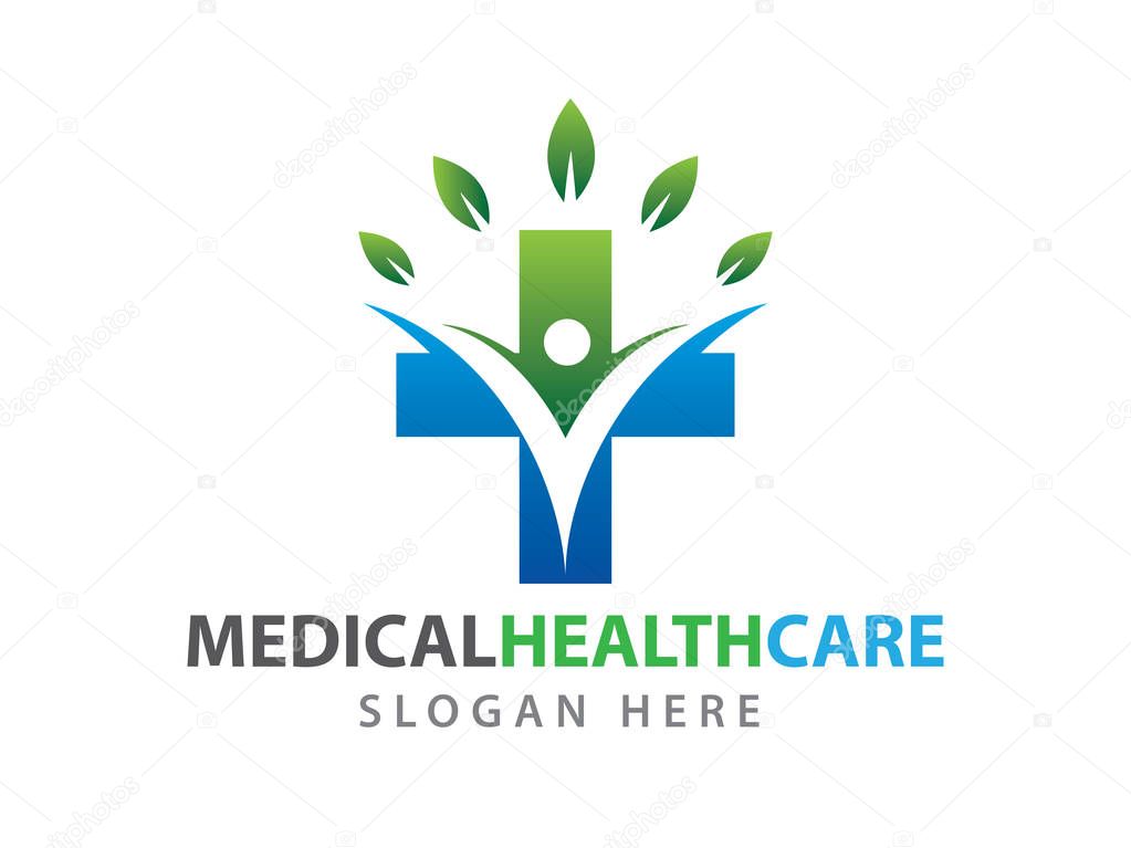 Medical health wellness clinic pharmaceutical medicine treatment vector logo illustration