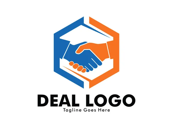Wektor logo design, uzgadnianie transakcji Zaloguj się znaczenie przyjaźni, współpraca partnerska — Wektor stockowy
