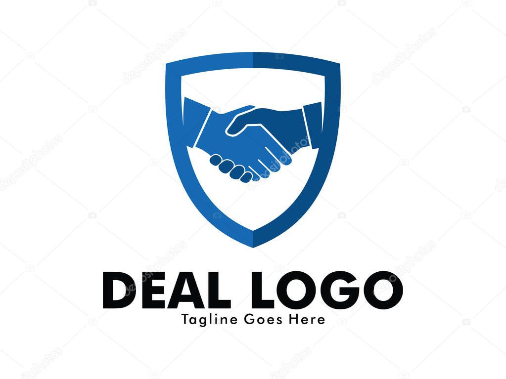 Vector logo design of deal handshake sign meaning of friendship, partnership cooperation, business teamwork and trust
