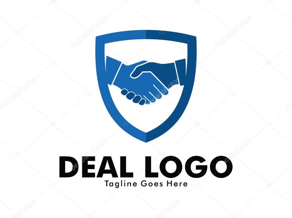 vector logo design of deal handshake sign meaning of friendship, partnership cooperation