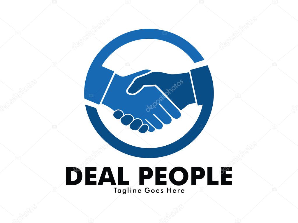 Vector logo design of deal handshake sign meaning of friendship, partnership cooperation, business teamwork and trust