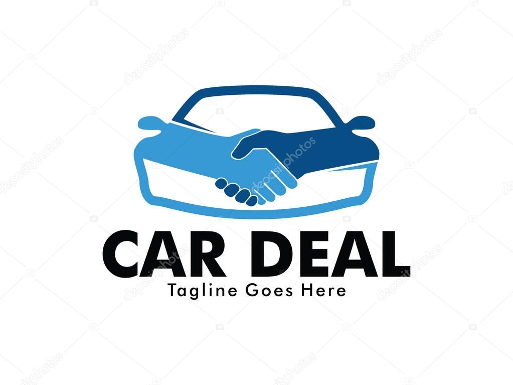 Vector logo design of car dealer technology business deal marketing and auto shop service and technology business partnership