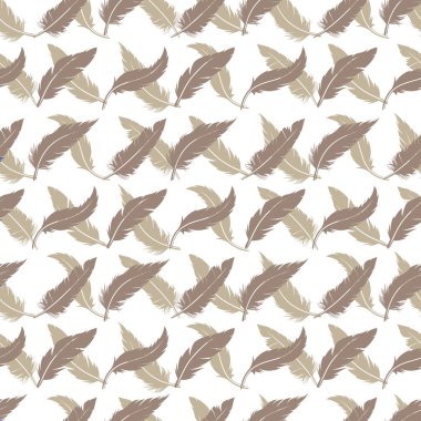 Beyaz yumuşak kahverengi tüy Dikişsiz yinelenen desen şablonu