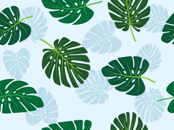 Зеленый вектор листьев монстров тропическая тема бесшовный узор — стоковый вектор
