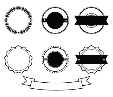 siyah boş yıldönümü rozet amblemi pul vektör