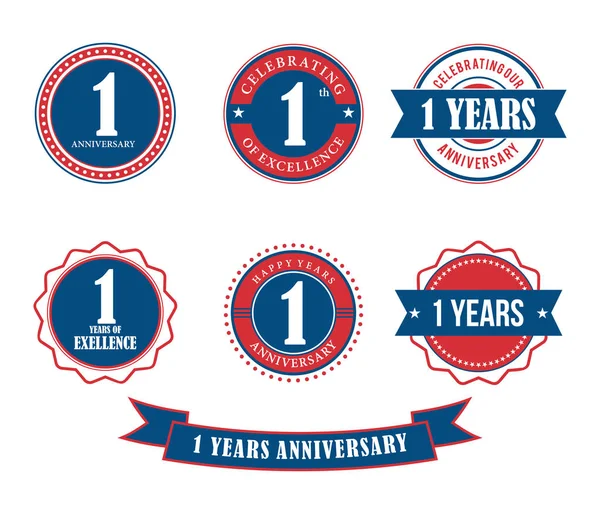 1 año aniversario emblema emblema sello vector — Vector de stock