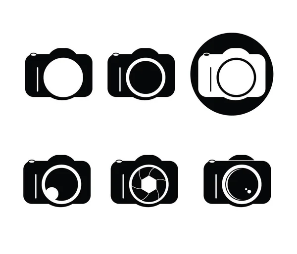 Fotografía icono de la cámara logo vector diseño — Archivo Imágenes Vectoriales