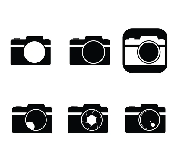 Fotografía icono de la cámara logo vector diseño — Vector de stock