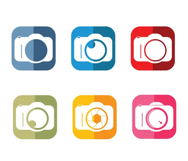 Fotografía icono de la cámara logo vector diseño — Archivo Imágenes Vectoriales