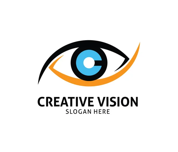 Huruf c cornea eye Desain logo vektor visi masa depan - Stok Vektor