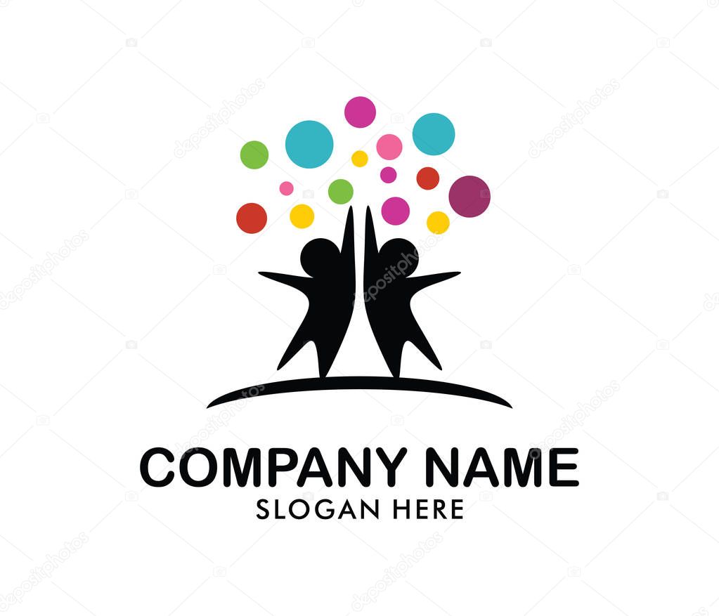 Child education and nursery camp vector logo template design