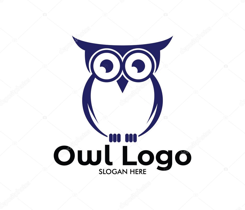 Owl wisdom vector logo design template