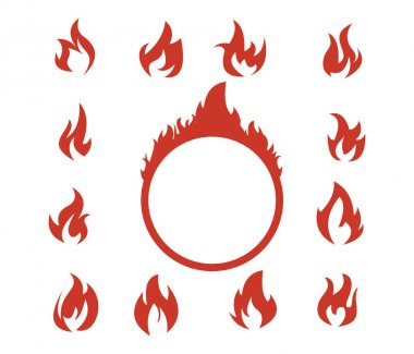 kırmızı turuncu yanan ateş klip Sanat logo vektör set
