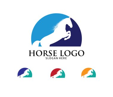 Mavi yarım daire at vektör logo tasarımı
