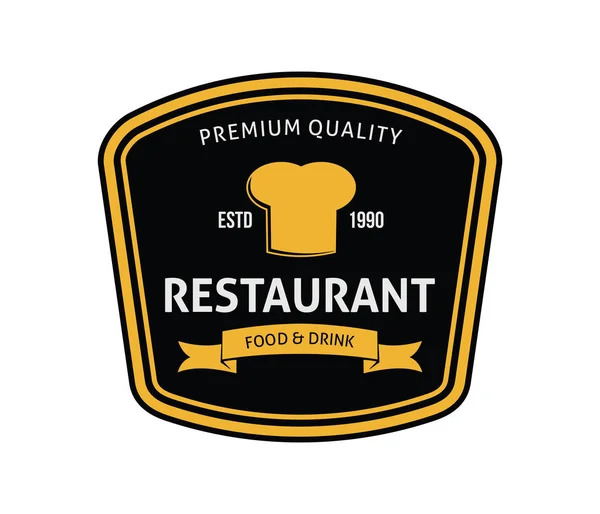 Lebensmittel Restaurant und Café Schwarz Gold Abzeichen Logo Vektor-Design — Stockvektor