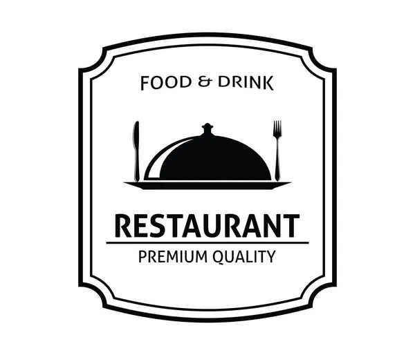 Gıda Restoran ve kafe rozeti siyah beyaz logo vektör tasarımı — Stok Vektör