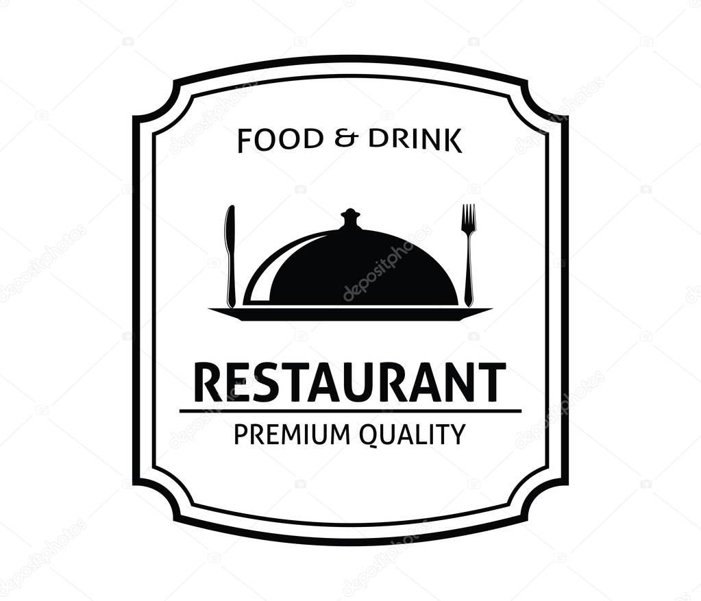 Food restaurant and cafe badge black white logo vector design template
