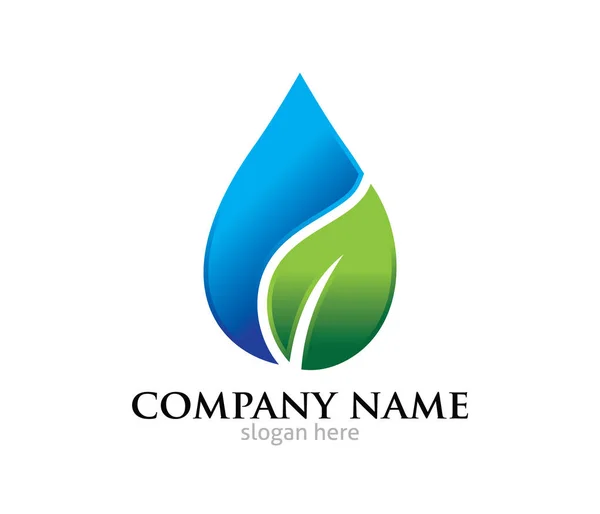 Goutte d'eau feuille pure source vecteur logo design — Image vectorielle