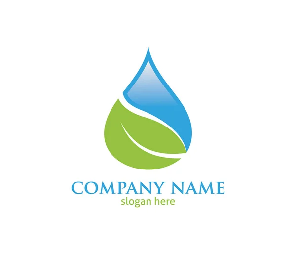 Projektowanie logo wektor woda kropla liść czystego źródła — Wektor stockowy