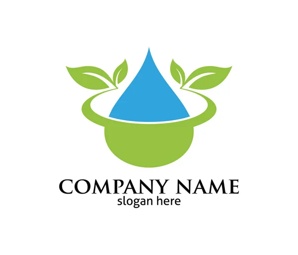 Дизайн логотипа водяного капельного листа — стоковый вектор