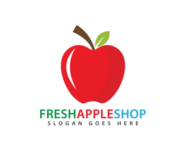 Fresh red apple fruit vector logo design — Stock Vector