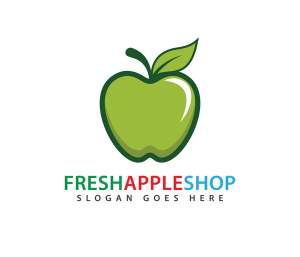 Zoete groene verse appel fruit vector logo ontwerp — Stockvector