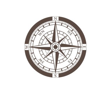 Rüzgar gülü seyahat macera yön navigasyon vektör logo tasarımı pusula