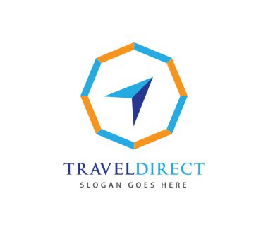 Rüzgar gülü seyahat macera yön navigasyon vektör logo tasarımı pusula