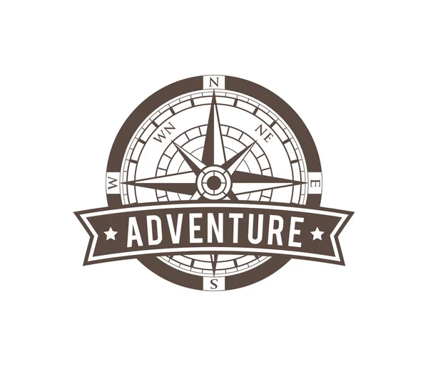 Brújula viento rosa viaje aventura dirección navegación vector logo diseño — Vector de stock