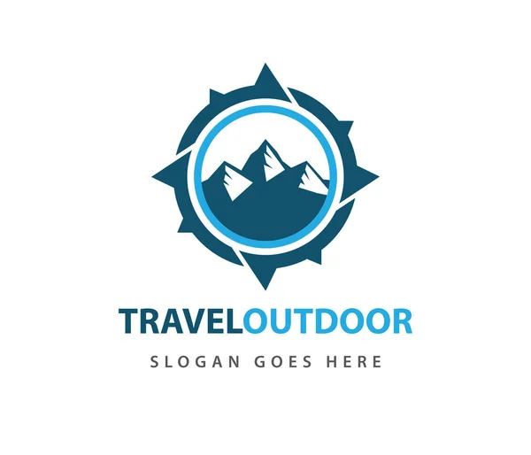 風ローズ旅行冒険方向ナビゲーション ベクトルのロゴ デザインをコンパスします。 — ストックベクタ