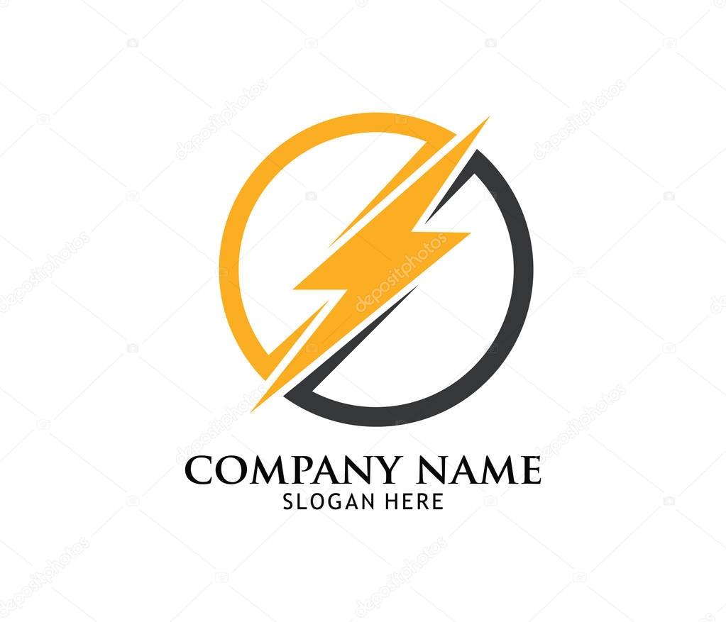 Fast lightning power electricity vector logo design template