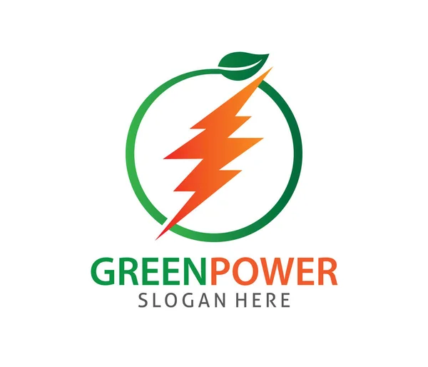 Energia verde zero emissioni potenza elettricità vettore logo design — Vettoriale Stock